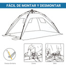 Outsunny Pop-Up Beach Tent with 2 Doors 2 Windows 220X173X120 cm Blue