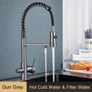 rozin Pull Down Filter Kitchen Faucet Black 3 Way Drinking Pure Water Faucets Brass 360° Flexible Purification Water Mixer Tap