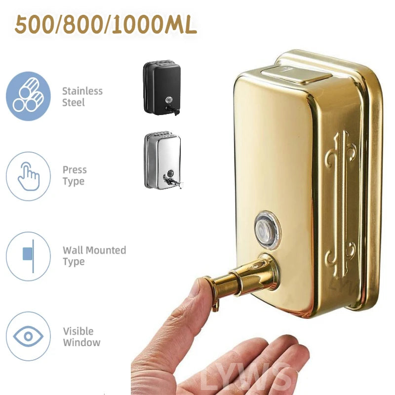 Wall Mounted Liquid Soap Dispenser Luxury Gold Soap Container Bathroom Shower Soap Hand Sanitizer Dispenser Bathroom Accessories