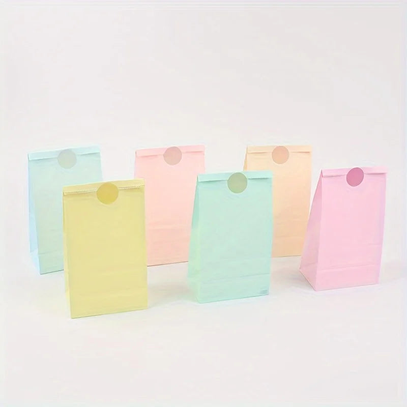 12 Pcs Large Vibrant Paper Gift Bags - Colorful, Mixed Loading, Reusable, Multi-Color Kraft Paper Bag of Fun Stickers