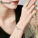 Bamoer 925 Sterling Silver Winter Snowflake Bracelet Blue Cubic Zircon Snowflower Chain Link Bracelet for Women Jewelry BSB001