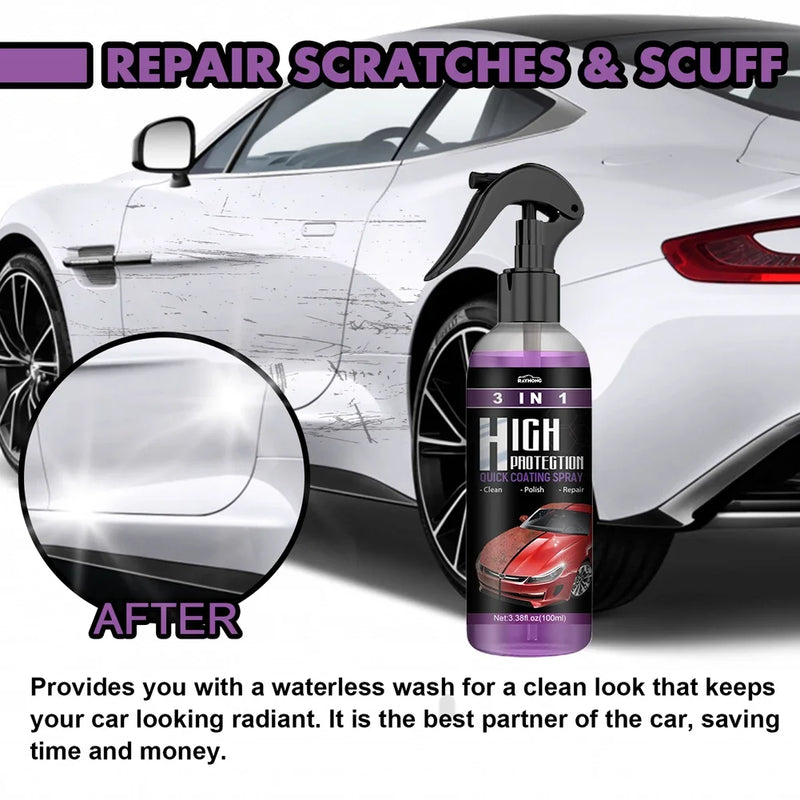 3 in 1 High Protection Quick Ceramic Coating Nano Spray Car Coating Wax Polishing Spray Plastic Refresh Fast Fine Scratch Repair