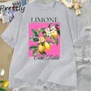 Watercolor Lemons T-Shirt Limone Lemon Blossoms T Shirt Trendy Citrus Fruit Tee Cute Summer Cotton Short Sleeve Graphic T Shirts