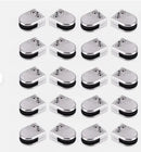 20 Pcs Glass Clamp Holder 8-10mm Polished Stainless Steel for Railing Stair, Glass Bracket Polished Flat Back Round Glass Clip