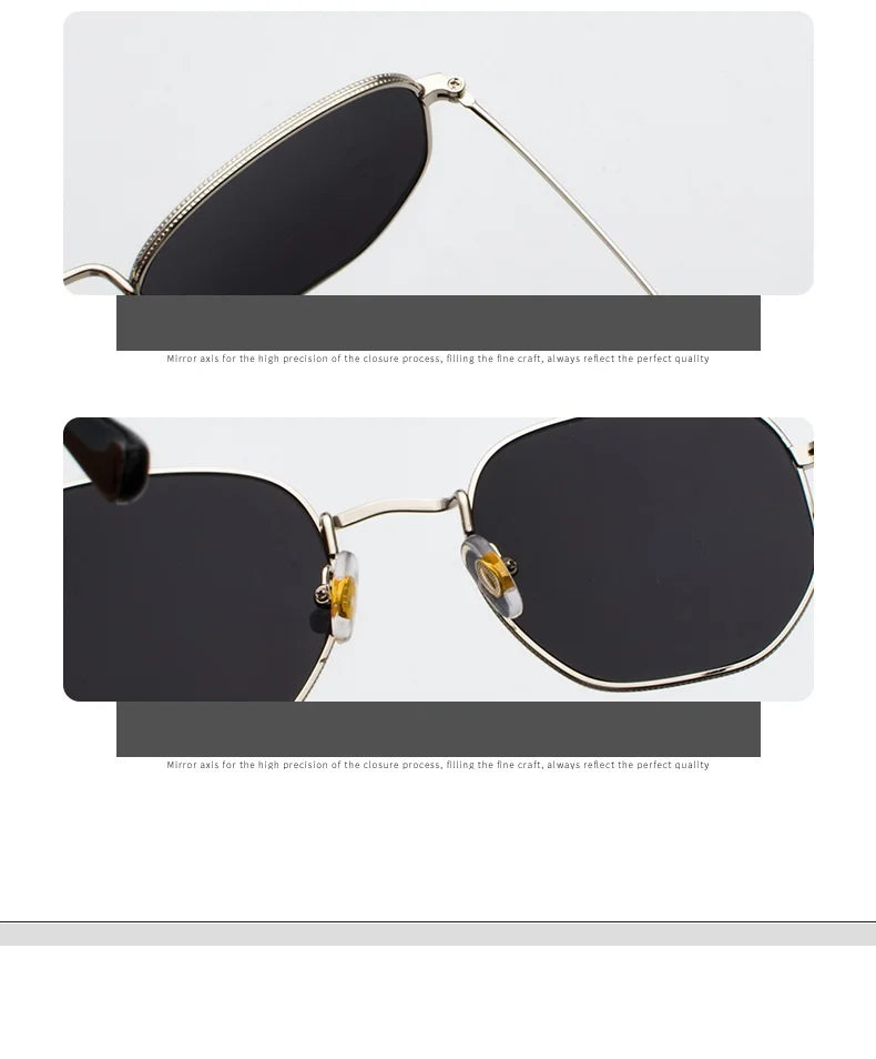 Hexagon Polarized  Sunglasses 2024 Men Women Square Polygon Sun Glasses Luxury Brand Design Retro Frame Eyewear de sol hombre
