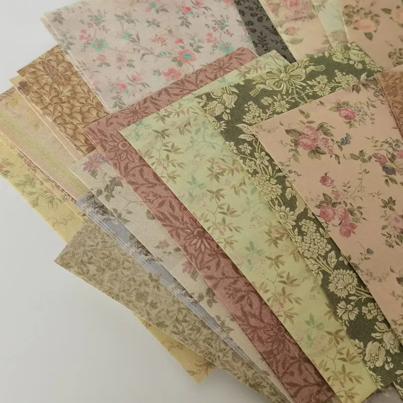 60pcs Vintage Flower Background Collage Scrapbooking Journal Material paper Card Making DIY No Sticky Creative Memo Stationery