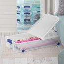 66 qt wheeled storage box, durable and stackable, convenient for under the bed, suitable for home storage