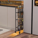 Slim Storage Cart 4 Tier Slim Rolling Storage Cart With Wheels Narrow Sliding Storage Laundry Cart With 3 Pull-Out Baskets