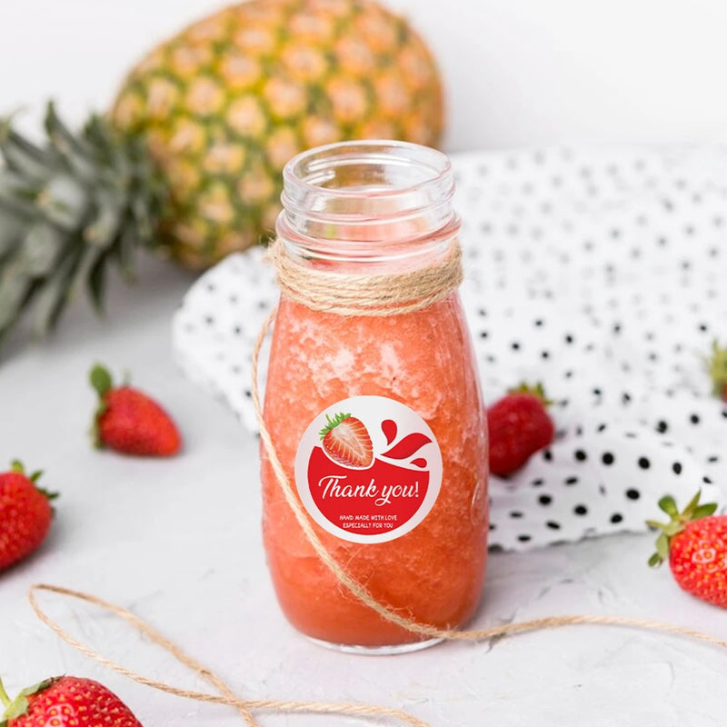 100-500pcs Strawberry Thank You Stickers Stationery Stickers Festival Birthday Party Gift Decorations Handmade Sticker