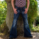 Vintage Hosen für Herren High Waist Jeans Bootcut Schlaghose Herren Flare Wash Denim Cargo Pants Punk Lange Leichte Tasche Herrenhose