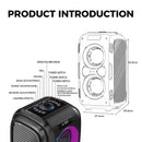 W-KING 250W MAX Party Wireless Bluetooth Speaker Portable Speaker 12 Custom Deep Bass Powerful Boom Box Design with USB Playback