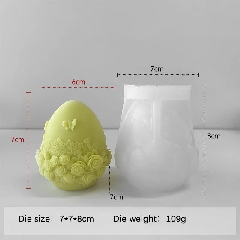 Easter Day Gift Egg Candle Making Silicone Mold Festival Embossed Butterfly Eggs Resin Epoxy Mould Sunflower Rose Soap Wax Tools