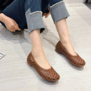 Ladies New Arrivals PVC Plastic Shoes Round Tip Low Cutter Slip-On Cut-Outs Breathable Beach Flats Spongy Sole Khaki Brown 35-40