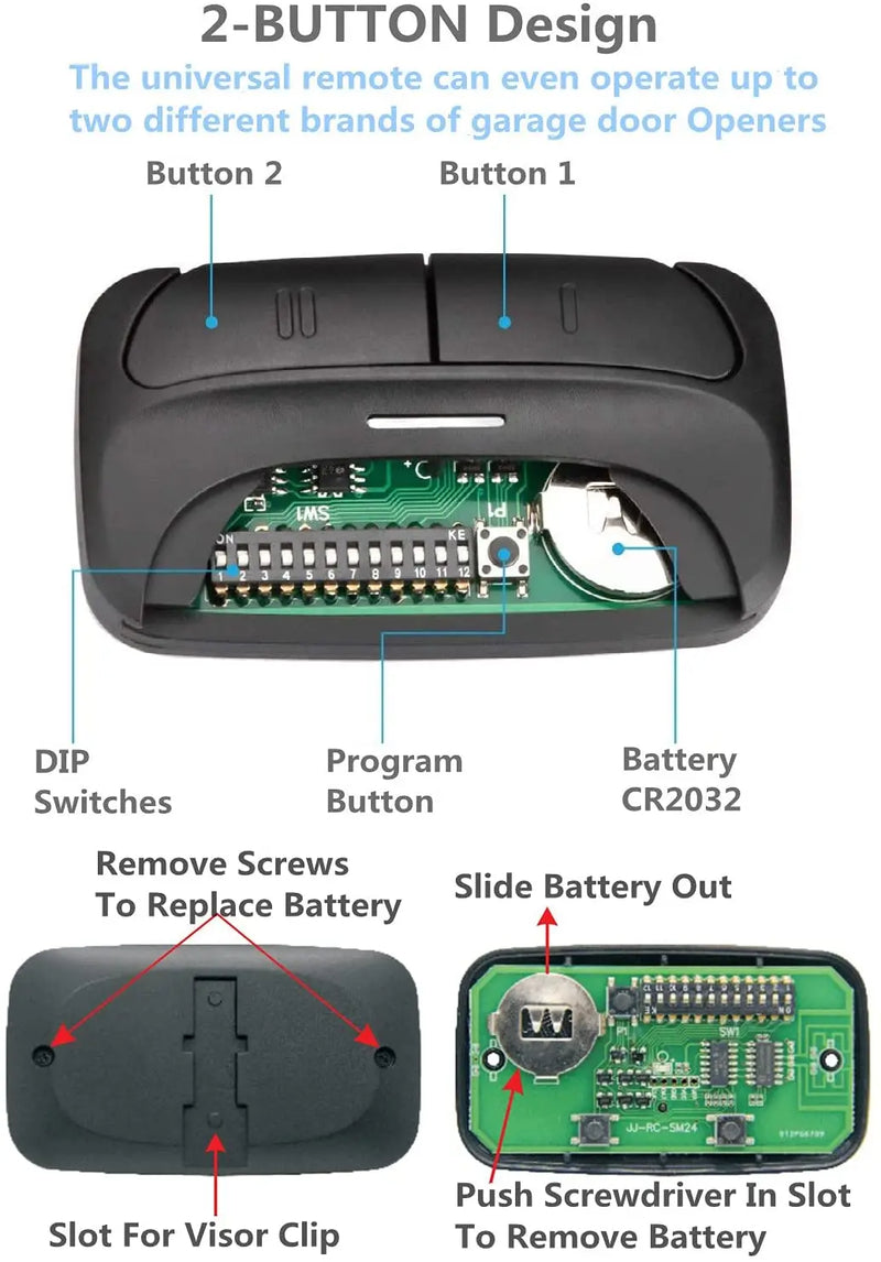 Remote Control for Gate Universal Garage Door Remote Compatible for Linear Gate Door Opener 300-390mhz