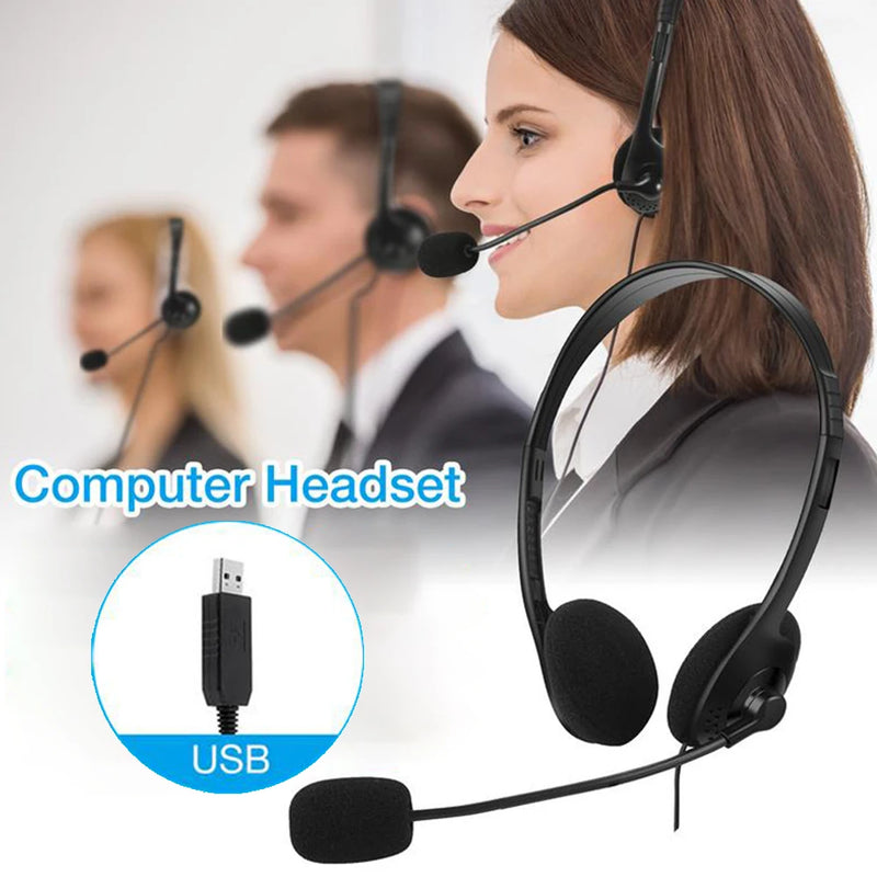 Noise Cancelling Headphones PC Gaming With Microphone USB Wired Computer Headset Headset Wired for Computer/Mac/Laptop Office
