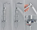 Rozin Black Smart Thermostatic Shower Faucet Set Bathroom Intelligent Rainfall Digital Mixer Tap With Rack and Bidet Bath System