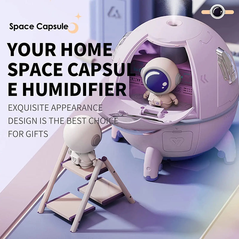 Portable Mini Humidifier,Astronaut Space Small Cool Mist Humidifiers 220ML,USB Desktop Humidifier with Auto Shut Off,Night Light