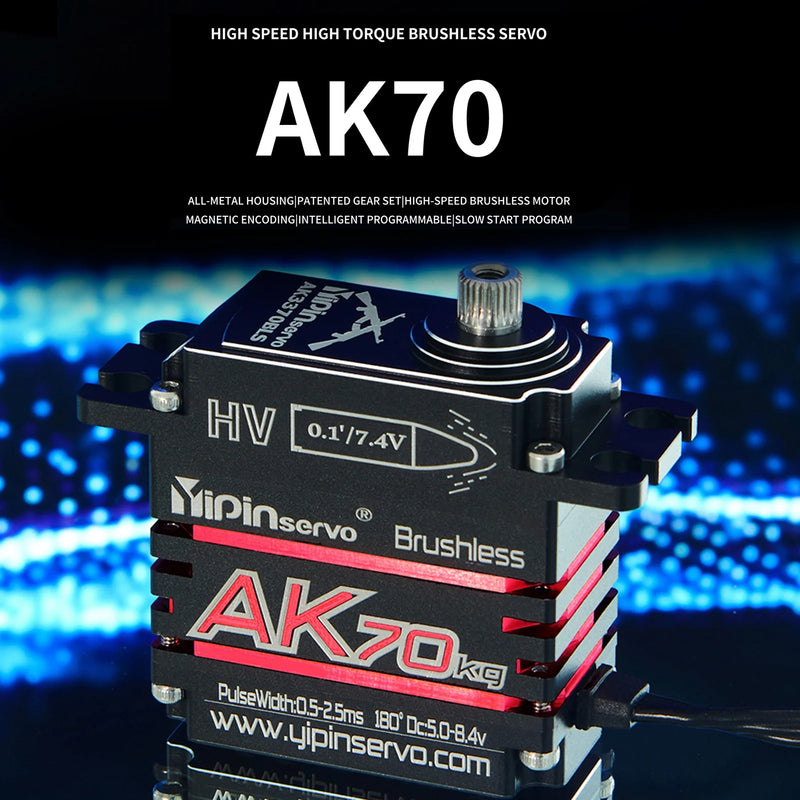 YIPINServo AK70 70KG HV 180° Magnetic Induction Waterproof Brushless Digital Servos Replacement for 1/10 1/8 Model Car