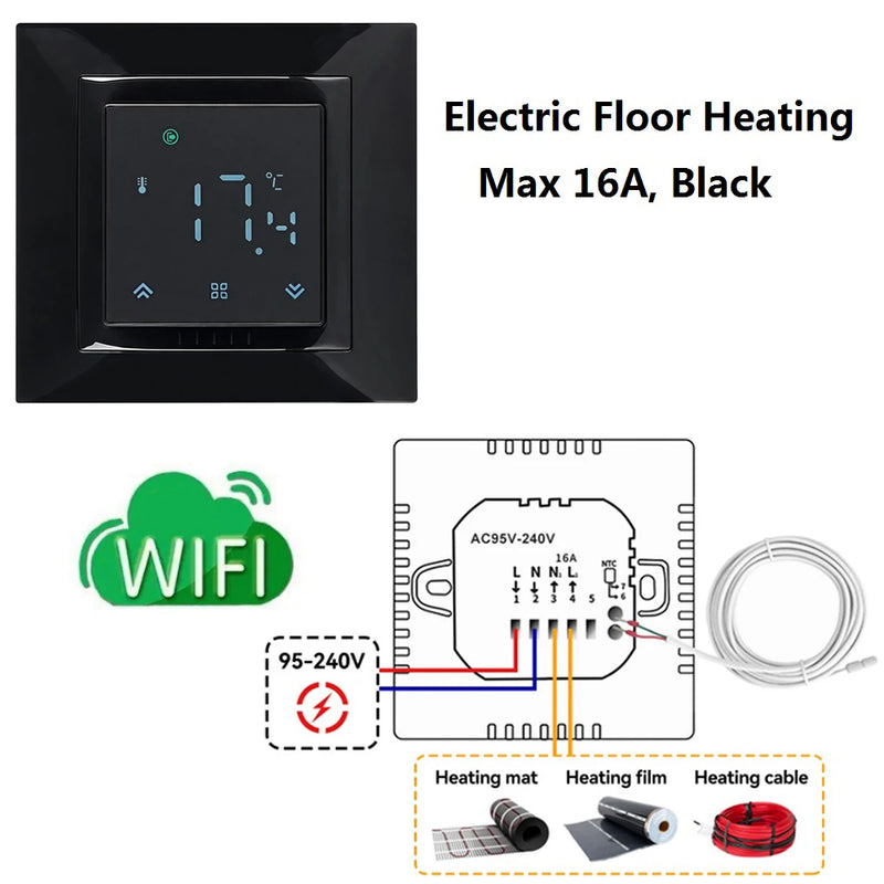 Smart WIFI MK08 Thermostat Remote Temperature Controller 3A 16A for Water/Electric Floor/Gas Boiler 1PC