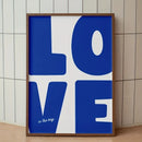 Chic Blue Red Love Canvas Prints Minimalist Valentine's Day Wall Art Poster for Modern Living Room and Home Decor Christmas Gift