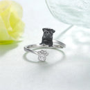 1Pc Cute Black Pug Dog Paw Open Ring Exquisite Women's Dog Jewelry Fashion Daily Accessories Perfect Gift for Dog Lovers