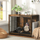 Large Elevated Dog Crate Wooden Dog Kennel Cage Pet House End Table with Double Door and Removable Tray Rustic Furniture Indoor