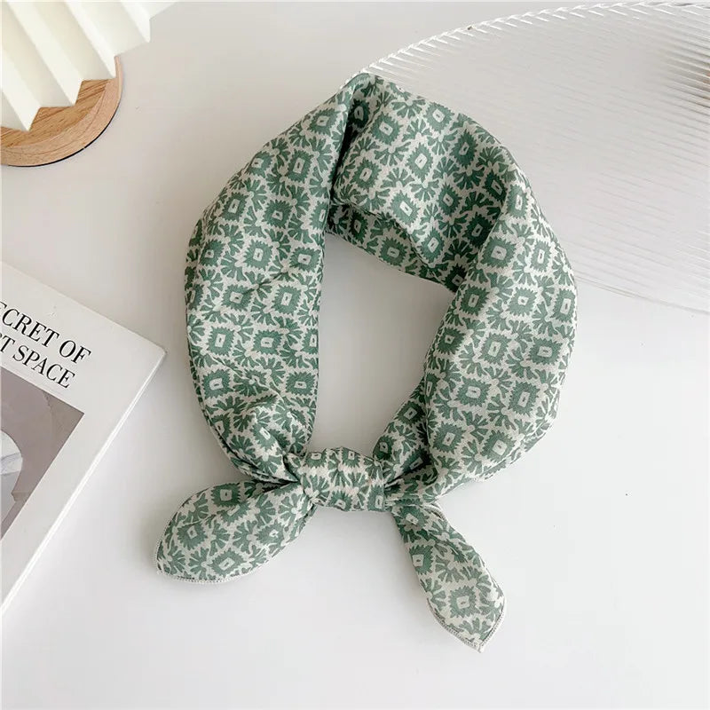 Approx 55cm Cotton Linen Square Scarf Neckerchief Spring Autumn Scarves Neck Scarf Turban Bandanas Headband Decoration for Women
