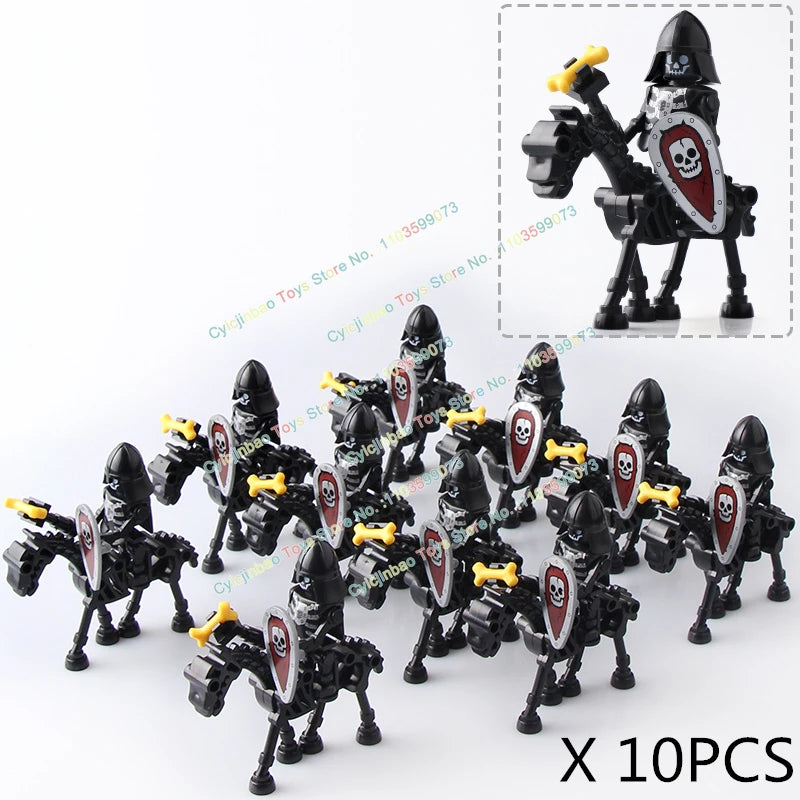 10PCS AX9815-16 Medieval Knight Skeleton Knight Accessories Shield Spear Armor Building Block bricks Action Figure Chilldren Toy