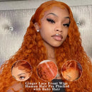 The Copper Tide | Ginger Orange Water Wave Lace Front Wig in Remy Human Hair