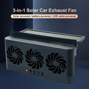 Solar Powered Car Radiator Cooling Fan with 3 Air Outlets Car Window Air Vent Fan USB Powered Auto Ventilation Fan for All Cars