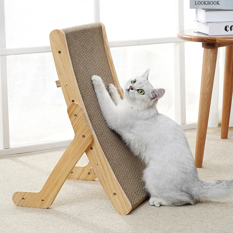 Cat Scratcher Cardboard With Solid Wooden Frame Kitten Scrapers Scratching Bed Reversible Pet Furniture For Cats 5 in 1 Toys