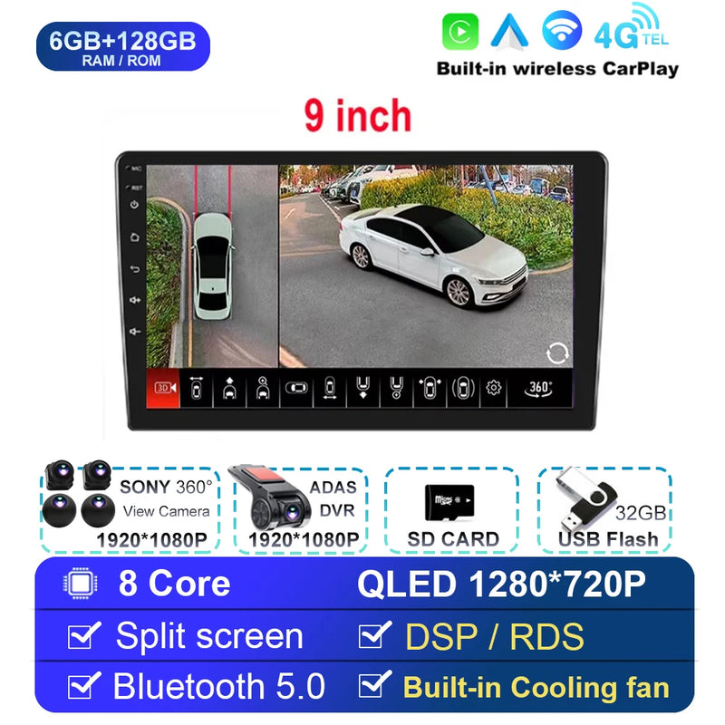 Android 14 For Univers Car Radio 2 Din Apple Carplay Automotive Multimedia Player GPS Android Auto IPS Screen RDS DSP Car Stereo