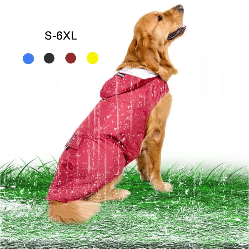 Dog Raincoat Waterproof Hoodie Jacket Rain Poncho Pet Rainwear Clothes with Reflective Stripe Outdoor Dogs Raincoat Accessories