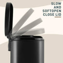 Resistant Rectangular Trash Can With Soft-Close Foot Pedal, Brushed Stainless Steel, 30L, Satin Nickel Finish