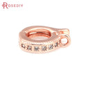 18K Gold Color Brass and Zircon Round Pendants Connector Charms Snap Clip Clasps Diy Jewelry Making Supplies Diy Accessories