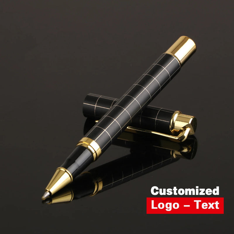 Luxury Metal Lattice Black Signature Ballpoint Pens for Business Writing Office Supplies Stationery Customized Logo Name Gift