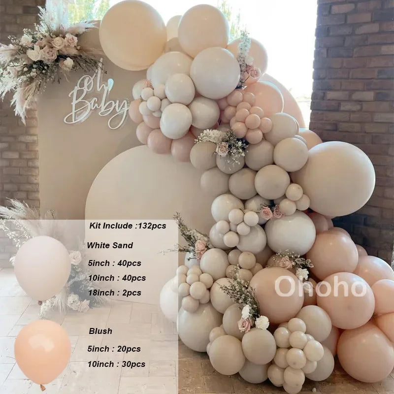 Beige Blue Balloons Garland Arch Kit Kids Boy One 1st Birthday Balloon Set Baby Shower Decoration Baptism Party Wedding