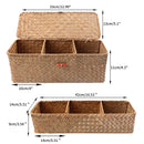 Handgewebte Aufbewahrungskörbe mit Deckel, Staubschutz, Wäschekorb, Aufbewahrungsbox, rechteckiger Kleiderschrank-Organizer, 3 Fächer