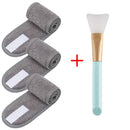 3 Stück Verstellbares Stirnband mit 1 Maskenpinsel Yoga Spa Bad Dusche Make-up Gesichtsreinigung Kosmetik-Stirnband Make-up Zubehör