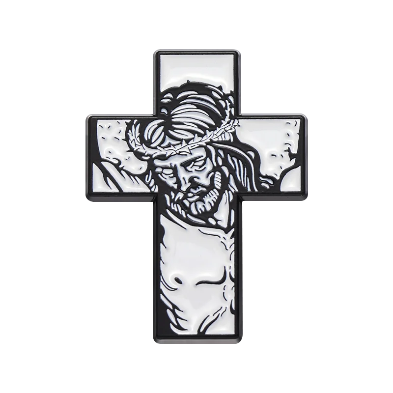 Crown Of Thorns Enamel Pin Custom Jesus Cross Religious Belief Brooches Lapel Badges Christianity Easter Jewelry Gift For Friend