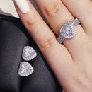 2026 New Arrivals Luxury 2pcs Silver Color Cz Dubai Jewelry Set Ring and Earring for Women Wedding Party Lady Gift Jewelry J5968
