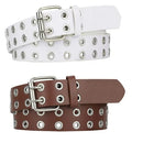 The Double Pin | Gothic Leather Belt with Twin Buckle