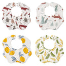 Kangobaby 4pcs Muslin Burp Cloths Sets Most Fashion Colorful Solid Color Baby Infinity Scarf Bibs