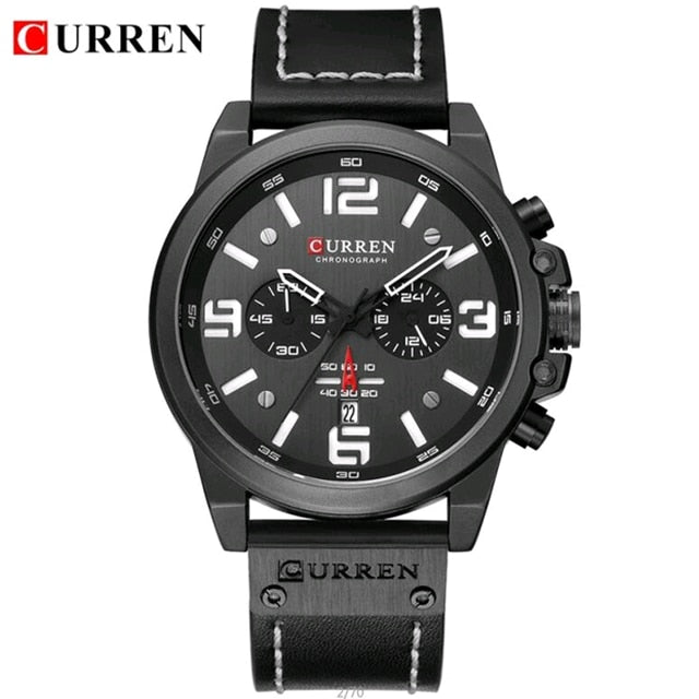 CURREN Top Luxury Brand Men&#39;s Military Waterproof Leather Sport Quartz Watches Chronograph Date Fashion Casual Men&#39;s Clock 8314