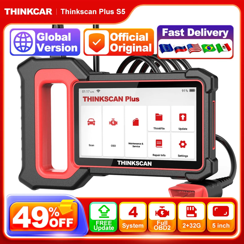 THINKCAR Thinkscan Plus S6 S5 OBD2 Scanner Engine ABS SRS TCM System Diagnosis Code Reader Diagnostic Scan Tool Car Scanner