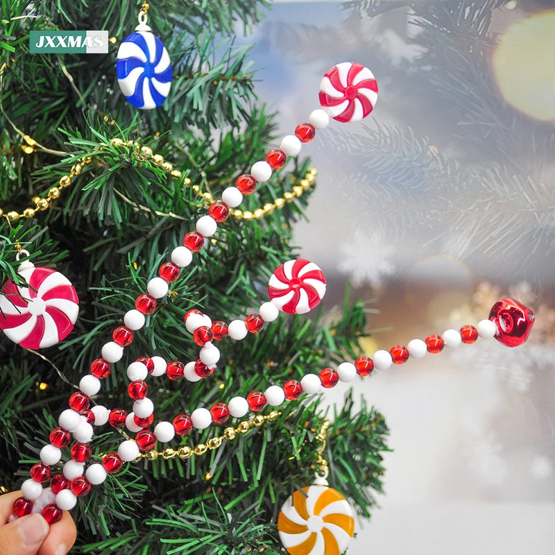 4 Pack Candy Cane Christmas Decoration Bells Lollipop Pendants Tree Xmas Ornaments Home Decor Noel Gifts Navidad Party Supplies