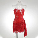 The Lace Hour | Strapless Lace-Panel Sheath Mini Dress