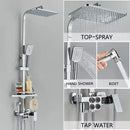 4-Function Button Digital Display Shower Faucet Set Chrome Rain Shower Column Constant Temperature Shower Wall Mounted