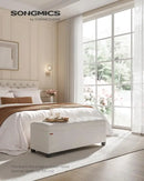 SONGMICS Storage Ottoman Bench, Ottoman Foot Rest with Legs, 40 x 110 x 40 cm, End of Bed Bench, Storage Chest, for Living Room