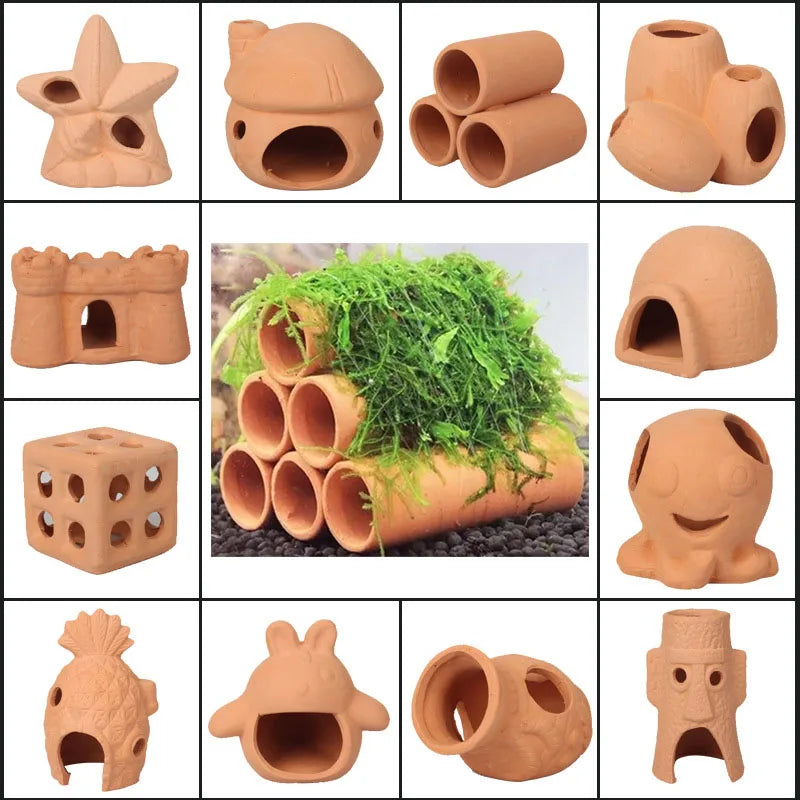 Ceramics Aquarium Decoration Shrimp Fish Hatch Hiding Shelter Pineapple House Fish Spawn Clay Pots Aquarium Accessories